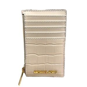 【1MK】 NEW MK Jet Set Travel Card Case In Creme White